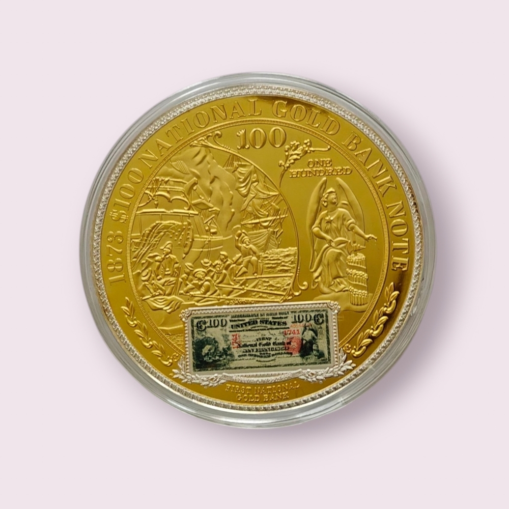 1873 $100 Gold Bank Note Proof Colossal Commemorative Coin, 70mm w/COA